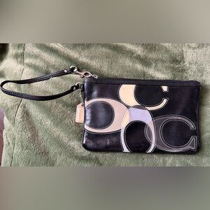 Coach Black and Cream Wristlet Clutch